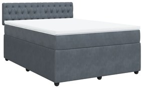 vidaXL Κρεβάτι Boxspring με Στρώμα Σκούρο Γκρι 140x190 εκ. Βελούδινο