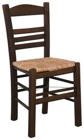 ΣΙΦΝΟΣ Καρέκλα Οξιά Βαφή Εμποτισμού Καρυδί, Κάθισμα Ψάθα -  41x45x88cm