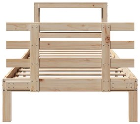 vidaXL Πλαίσιο Κρεβατιού με Κεφαλάρι 90 x 190εκ. από Μασίφ Ξύλο Πεύκου