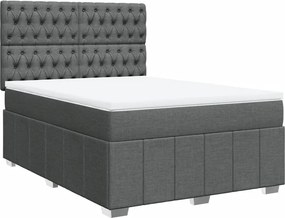 vidaXL Κρεβάτι Boxspring με Στρώμα Σκούρο Γκρι 140x200 εκ Υφασμάτινο