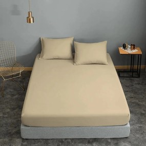 Σεντόνι Μεμονωμένο Polycotton Μονό 160x240εκ. Beige Komvos Home 7002171-49