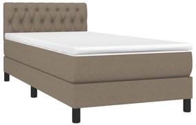 vidaXL Κρεβάτι Boxspring με Στρώμα &amp; LED Taupe 90x190 εκ. Υφασμάτινο