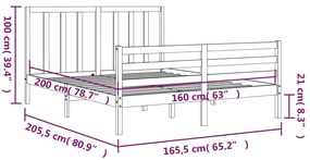 ΠΛΑΙΣΙΟ ΚΡΕΒΑΤΙΟΥ ΜΕ ΚΕΦΑΛΑΡΙ 160X200 ΕΚ. ΑΠΟ ΜΑΣΙΦ ΞΥΛΟ 3193801