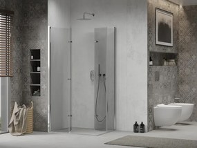 Mexen Lima Διπλή καμπίνα ντους αναδιπλούμενη 90 x 70 cm, διάφανη, χρώμιο