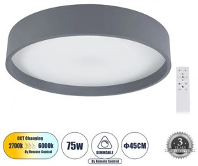 Πλαφονιέρα Φωτιστικό Οροφής LED CCT 75W 8625lm NARNIA Globostar 61258 Ανθρακί