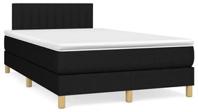 Κρεβάτι Boxspring με Στρώμα & LED Μαύρο 120x190 εκ. Υφασμάτινο