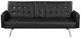 Καναπές κρεβάτι Mesa 486, Λειτουργία ύπνου, Μαύρο, 188x80x82cm, Πόδια: Μέταλλο,Μερικώς συναρμολογημένο