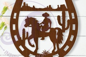 Intra απο ξύλο plywood 3mm-4mm πάχος - Πινακίδα τέχνης τοίχου παπουτσιών Cowboy Horse, Δίασταση 40x50 cm INTRAFABR-113731722