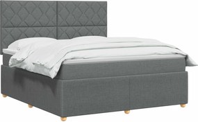 vidaXL Κρεβάτι box spring με στρώμα Σκούρο Γκρι 140 x 190 cm Ύφασμα