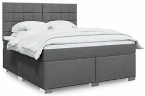 vidaXL Κρεβάτι Boxspring με Στρώμα Σκούρο Γκρι 180x200 εκ Υφασμάτιν
