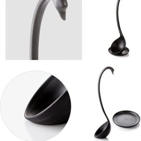 Βαθιά Κουτάλα Σούπας Πλαστική 28.5cm με Βάση Στήριξης - Μαύρο