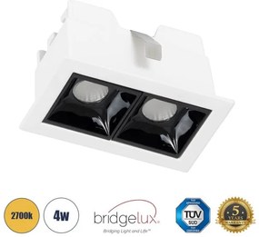 Χωνευτό Σποτ Downlight LED TrimLess 4W Λευκό-Μαύρο 2700K LUMINAR SUPERIOR 60317 Globostar-60317-Μαύρο-Λευκό 60317