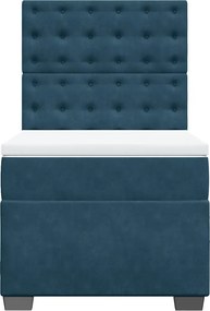 vidaXL Κρεβάτι Boxspring με Στρώμα Μπλε 100x200 εκ. Βελούδινο