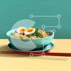 Intra Συλλεκτικό Ξύλινο Παζλ Plywood  4mm - Νόστιμα Noodles Ramen με βραστά αυγά Σε Ξύλινο Κουτί - Διαστάσεις: 10x10 cm – 25 κομμάτια