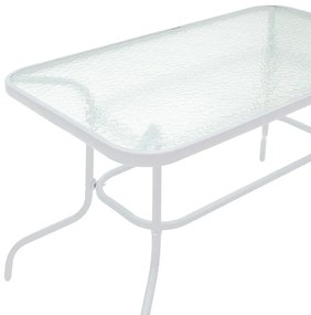 Τραπέζι κήπου Valor pakoworld μέταλλο λευκό-γυαλί 120x70x70εκ - Γυαλί - 130-000015