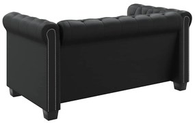 vidaXL Καναπές Διθέσιος Chesterfield Μαύρος από Συνθετικό Δέρμα