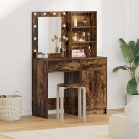vidaXL Σετ Τραπεζιού Μακιγιάζ 2 pcs Καπνιστό Δρύς 50 x 41 x 135 εκ