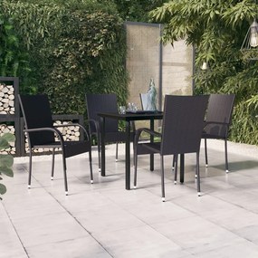 vidaXL Σετ Τραπεζαρίας Κήπου 5 Τεμαχίων Μαύρο