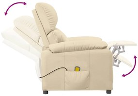 vidaXL Πολυθρόνα Μασάζ Κρεμ Υφασμάτινη