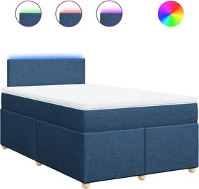 vidaXL Κρεβάτι Boxspring με Στρώμα Μπλε 120x200 εκ. Υφασμάτινο