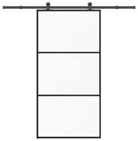 vidaXL Συρόμενη πόρτα με σετ υλικού 102x205 cm ESG Γυαλί&Αλουμίνιο