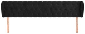 Κεφαλάρι με Πτερύγια Μαύρο 183x23x78/88 εκ. Βελούδινο - Μαύρο