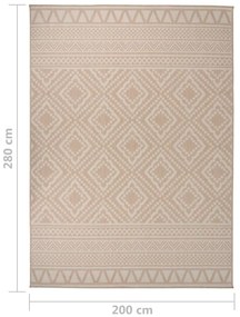 vidaXL Χαλί Εξωτερικού Χώρου με Επίπεδη Ύφανση Καφέ Ριγέ 200x280 εκ.