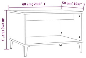 Τραπεζάκι Σαλονιού Γυαλ. Λευκό 60x50x40 εκ. Επεξεργασμένο Ξύλο - Λευκό