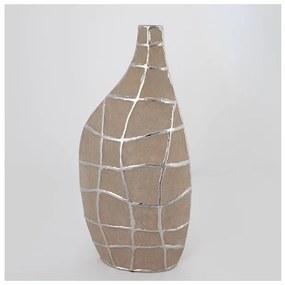 Βάζο Κεραμικό καφέ &amp; Ασημί 21.5x11.5x45cm 752-20381 Estheti-752-20381-Ασημί 752-20381