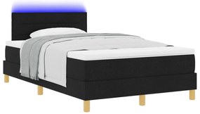 vidaXL Κρεβάτι με ελατήριο με στρώμα & LED Μαύρο 120x190 εκ. Ύφασμα