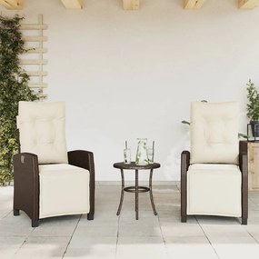 Καρέκλες Κήπου Ανακλινόμενες 2 τεμ. Καφέ Συνθ. Ρατάν &amp; Υποπόδιο - Καφέ