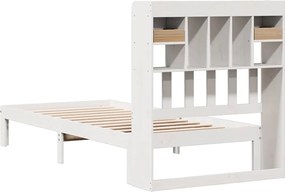 vidaXL Κρεβάτι Βιβλιοθήκη Χωρίς Στρώμα Λευκό 75x190 εκ Μασίφ Πεύκο