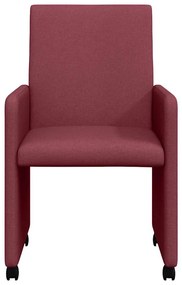 vidaXL Καρέκλες Φαγητού με Ρόδες 2 pcs Μπορντό 57 x 66 x 94 εκ ύφασμα