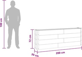 vidaXL Υπερυψωμένη Ζαρντινιέρα Μαύρο 200 x 30 x 72 εκ