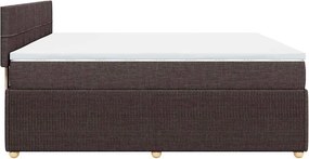 vidaXL Κρεβάτι Boxspring με Στρώμα Σκούρο Καφέ 200x200 εκ. Υφασμάτινο