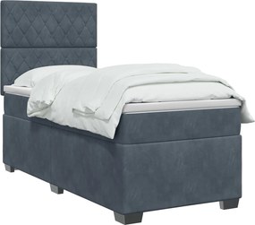 vidaXL Κρεβάτι box spring με στρώμα Σκούρο Γκρι 100 x 200 cm Βελούδο