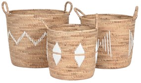 Σετ Καλαθιών DKD Home Decor Λευκό Φυσικό Σχοινί Θαλασσινό γρασίδι (3 Τεμάχια)