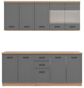 Σύνθεση Κουζίνας Valencia 200 Artisan - Γκρί Ματ 200x50x218 εκ. 200x50x218 εκ.
