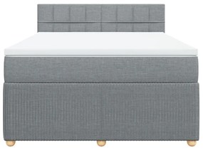vidaXL Κρεβάτι Boxspring με Στρώμα Ανοιχτό Γκρι 140x190 εκ. Υφασμάτινο