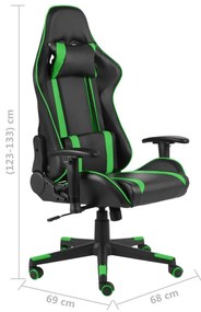Καρέκλα Gaming Περιστρεφόμενη Πράσινη από PVC - Πράσινο