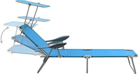 vidaXL Ξαπλώστρα Μπλε Ατσάλινη με Σκίαστρο