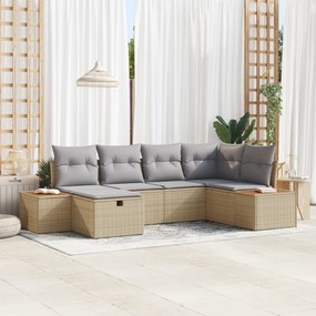 vidaXL 6 Τεμάχια Σετ Καναπέ Κήπου με Μαξιλάρια Μπεζ Πολυεστέρα