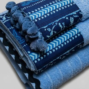 Πετσέτες Μπάνιου (Σετ 3τμχ) White Fabric Keiko Blue 600gsm