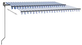 vidaXL Τέντα Αυτόματη με LED & Αισθ. Ανέμου Μπλε / Λευκό 4 x 3,5 μ.