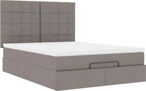 vidaXL Οθωμανικό κρεβάτι με στρώμα &amp; LEDs τεφρόχρουν χρώμα Ύφασμα