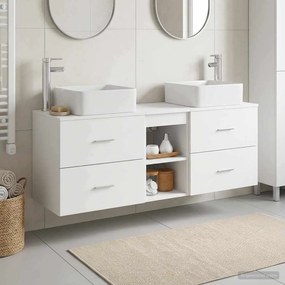 vidaXL Σετ Ντουλαπιών Μπάνιου 3 τμχ. Λευκό 129 x 41 x 80 cm
