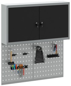 vidaXL Set εργαλείων 3 τμχ και πίνακας οργάνωσης τοίχου  Μαύρος Μετάλλου