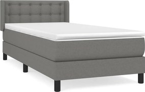 vidaXL Κρεβάτι Boxspring με Στρώμα Σκούρο Γκρι 90x200 εκ. Υφασμάτινο