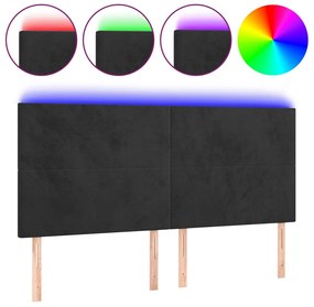 vidaXL Κεφαλάρι Κρεβατιού LED Μαύρο 200x5x118/128 εκ. Βελούδινο