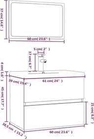 vidaXL Σετ Επίπλων Μπάνιου Καπνιστή Δρυς από Τεχν. Ξύλο